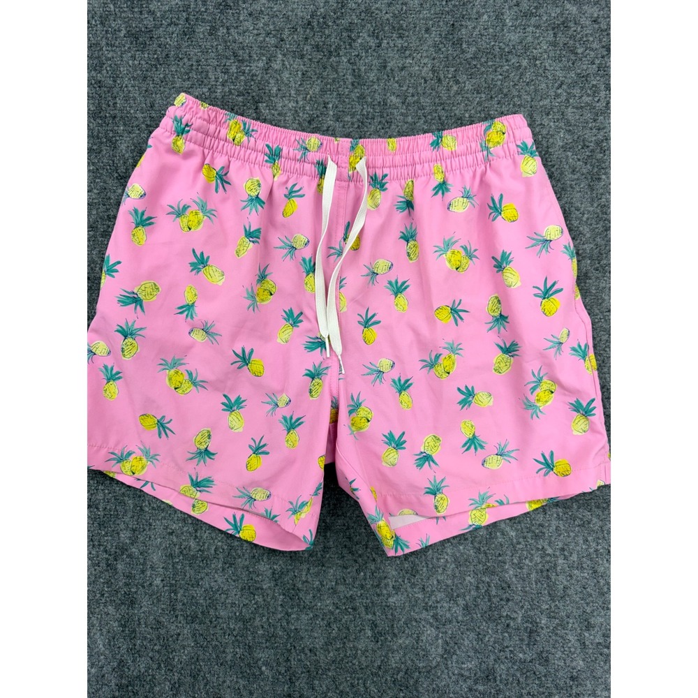 Chubbies Mens Pink Pineapple Print Swim Trunks Size Large 5.5 Inch Inseam